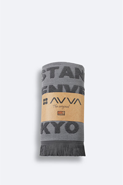 Avva Men's Anthracite Jacquard City Written Towel A51Y8200