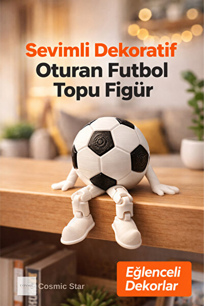 Cosmic Star Sevimli Dekoratif Oturan Futbol Topu Figür - Futbol Köşesi Masa, ...