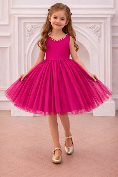 nsmkidslife Κοριτσίστικο φόρεμα με πέτο με πέρλες Βιολετί Μοντέλο Γενέθλια Απ...