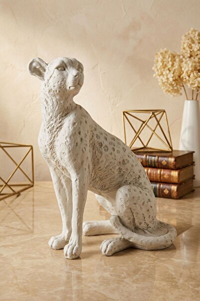 Rugad Biblo Dekoratif Heykel Leopar Biblosu Beyaz Model 33