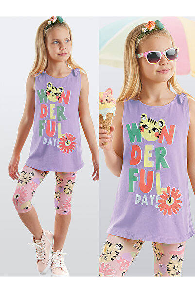 Denokids Αμάνικο Σετ καλοκαιρινό χιτώνα και κολάν για κορίτσι - Floral μοτίβο...