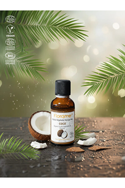 Florame Organik Hindistan Cevizi Yağı 50 ml - Soğuk Sıkım - %100 Saf - Vegan