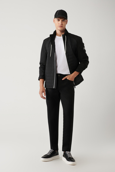 Avva Muške crne klasične uske pantalone sa 5 džepova A41Y3071