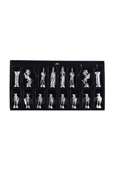Gift Home Battal Metal Antik Ingiliz Figürlü Satranç Taşı