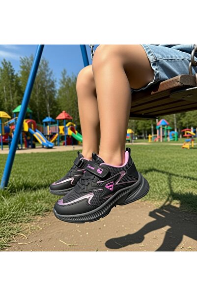 WEBORN Dečije cipele sa vezicama, jednim čičkom, dimljeno roze Lagan prozračn...