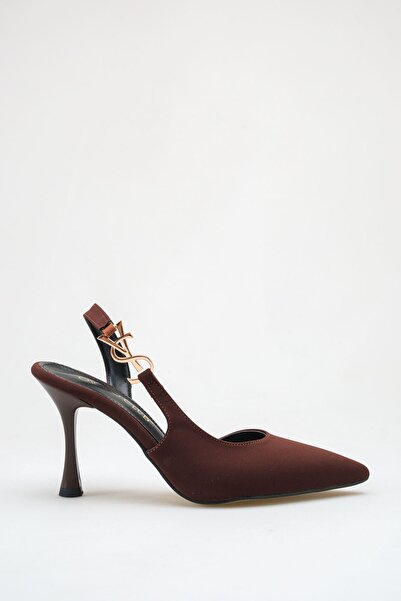 owwox club ساندي؛ كعب ستيليتو كلاسيكي رفيع بطول 9 سم باللون البني الداكن مع ت...