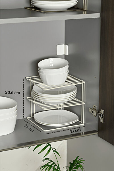 Edora Home Bež 3-slojni ormarić, višenamenska ploča, staklo, kuhinjska organi...