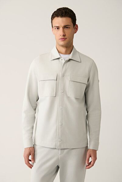 Avva Muška svetlo siva košulja sa klasičnim ovratnikom, dijagonalnim dvostruk...