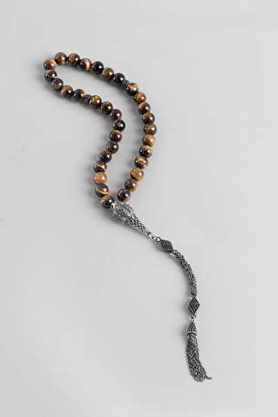 So CHIC... Kaplan Gözü Taşlı Geometrik Figürlü 28 Cm Tesbih