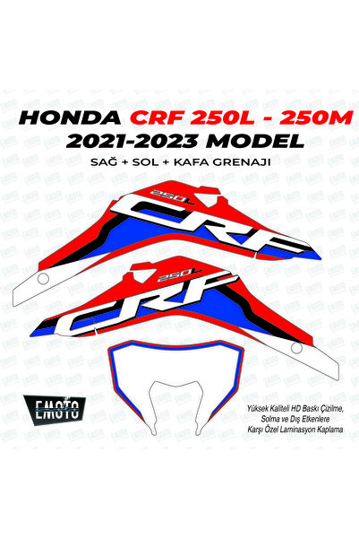 HONDA CRF 250L-250M 2021-2023 MODEL SAĞ+SOL+KAFA GRENAJ STICKER