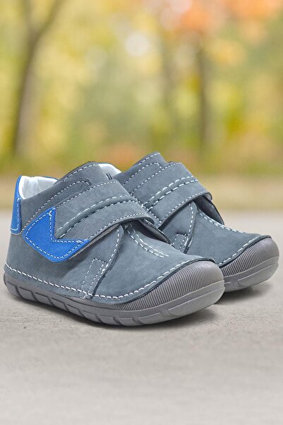 Rakerplus حذاء بوباي من الجلد الطبيعي باللون الرمادي والأزرق للخطوة الأولى لل...