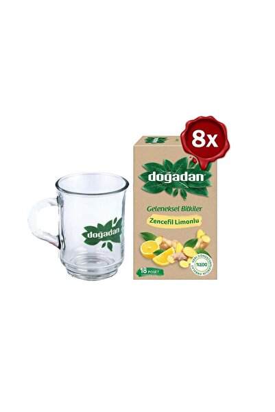 Doğadan Zencefil Limonlu Bitki Çayı 20'li X 8 Ve Cam Bardak Hediyeli