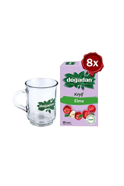Doğadan Elma Çayı 20'li x 8 ve Cam Bardak Hediyeli