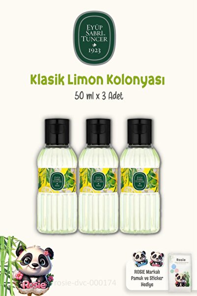 Eyüp Sabri Tuncer Klasik Limon Kolonyası 50 ml 3 Adet ve ROSIE Pamuk 60'lı