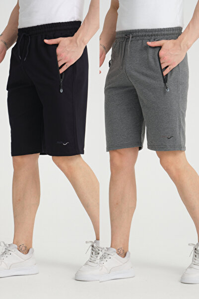 RDR-X Erkek Lacivert Antrasit Penye Kumaş 2'li Bermuda Şort Paketi