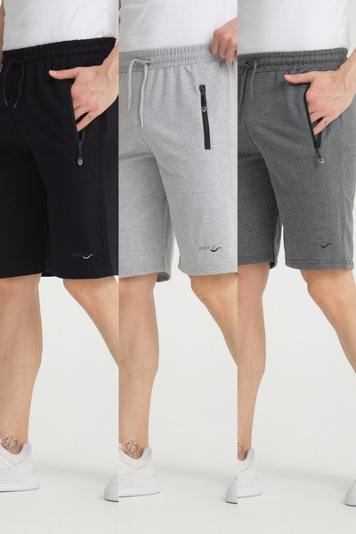 RDR-X Temačno plavo-antracit-sivo pakovanje 3 komada muških bermuda šortsa