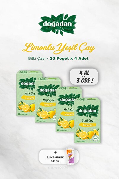 Doğadan اشتري 4 واحصل على 3 مجانًا شاي أخضر بالليمون 20 عبوة وروزي باموك