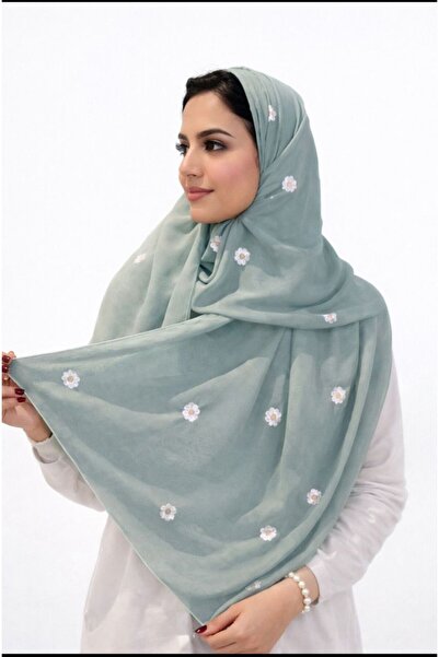 Veil Designer A two-layer navy blue voile scarf, offering understated eleganc...