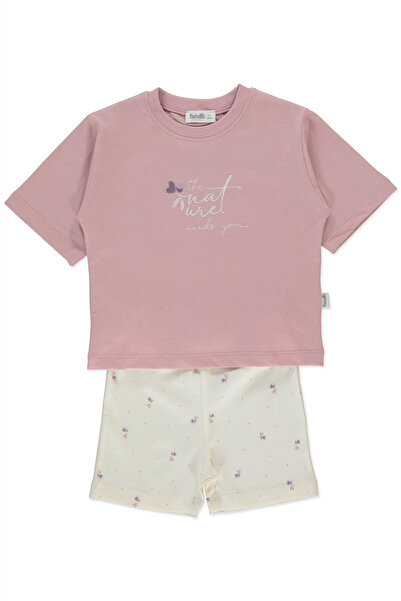 Bebetto طقم بيجامة سوبريم مع شورت (قطعتين) (بيجامات حلوة/26) وردي مجفف