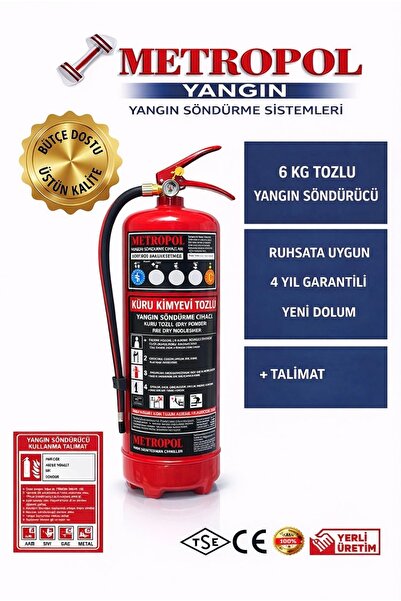 Genel Markalar 6 Kğ Yangın Tüpü Abc Kuru Kimyevi Tozlu dolap