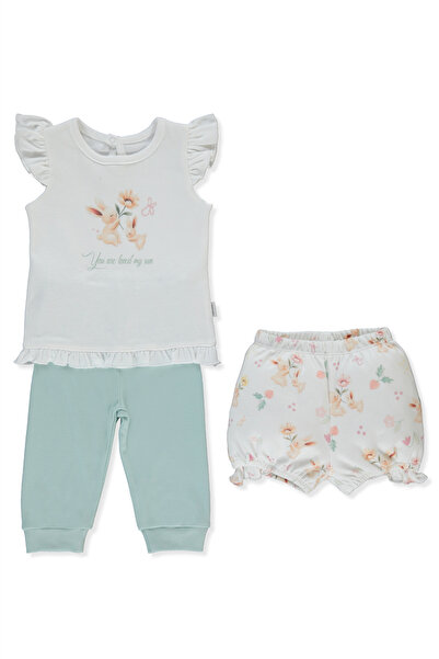 Bebetto طقم بيجامة إنترلوك بدون جوارب 3 قطع (ماي صن) نعناعي