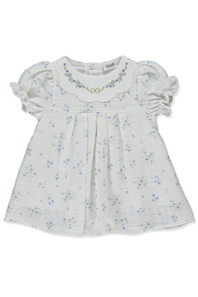 Bebetto DOKUMA ELBİSE (FLOWERY) EKRU