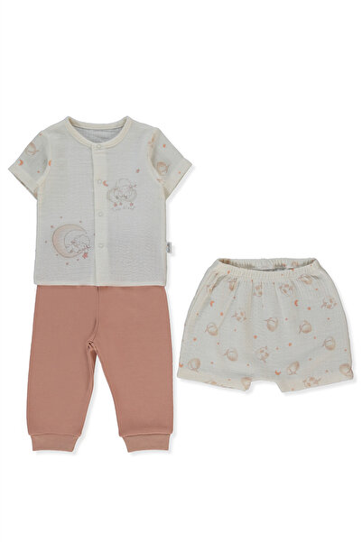 Bebetto Muslin Pajama Set Without Booties 3-Piece (Pillowy) Tile