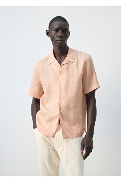 MANGO Man %100 keten bowling yaka gömlek