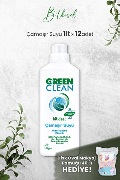 Green Clean U Bitkisel Çamaşır Suyu 1 L x 12 Adet ve Hediyeli