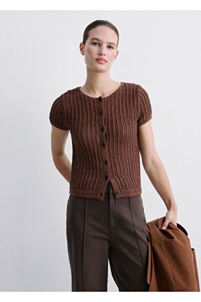 MANGO Woman Yüksek belli dikişli wideleg jean pantolon