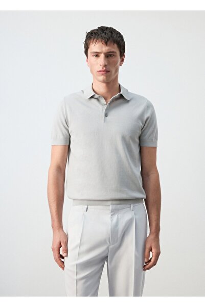 MANGO Man %100 pamuk ince triko polo gömlek