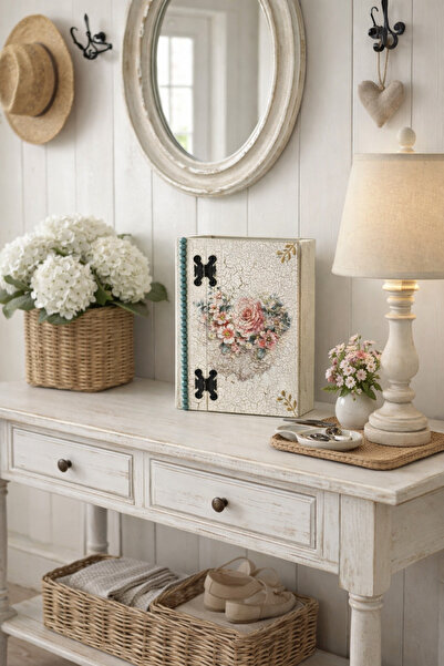 IremTasarimAtolyesi Ahşap Kitap Kutu Dekoratif Aksesuar El Boyama