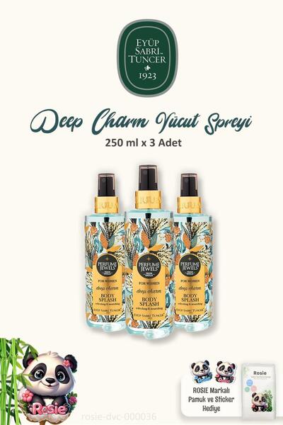 Eyüp Sabri Tuncer 3 Adet Deep Charm Vücut Spreyi 250 ml ve ROSIE Pamuk 60'lı