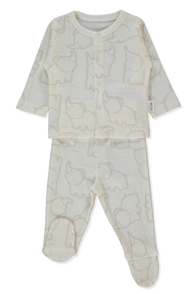 Bebetto طقم بيجامة ريبانا مع جوارب (حيوانات سعيدة) بيج - قطعتين