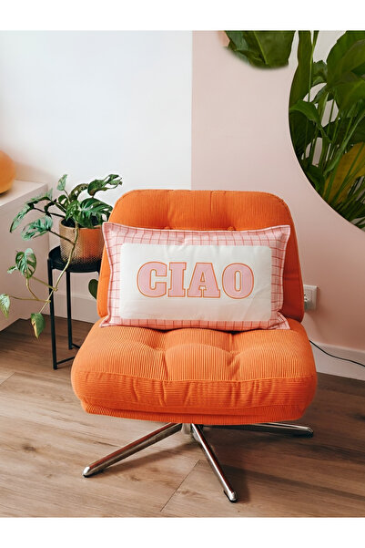 RahanDesign Ciao Written Double Sided Decorative Striped Suede Throw Pillow C...