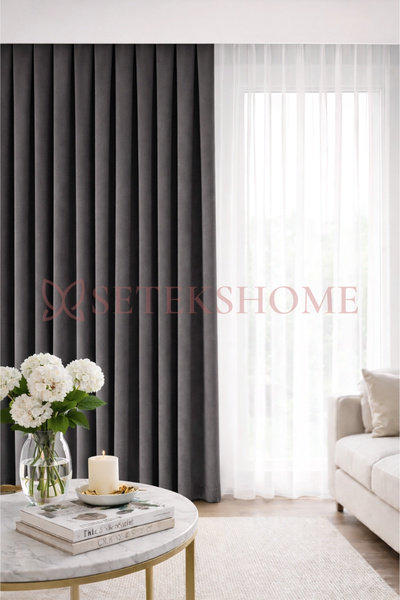 Setekshome ستارة خلفية مسطحة رمادية اللون بحبل للربط