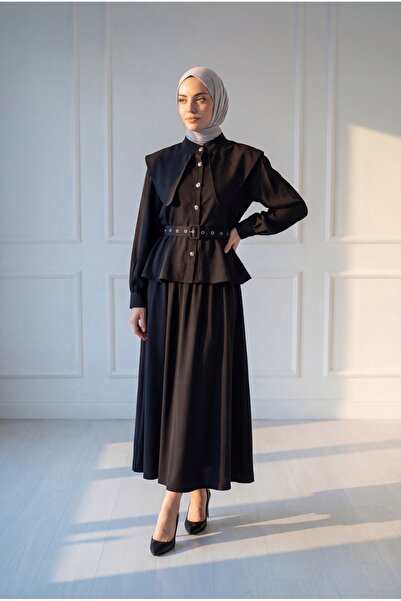 MİHRA STORE Σετ Φούστας με Γιακά Ναυτικού και Στενή Εφαρμογή στη Μέση - EK829...