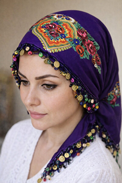 ASYA PAZARLAMA Șal mov pentru scris și mărgele, șal, eșarfă, eșarfă, bentiță ...