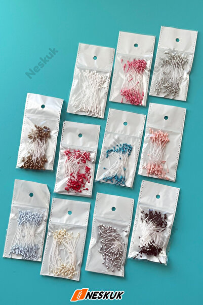 Neskuk İnci Çift Başlı Yapay Çiçek Stamen Kendin Yap Kağıt Çiçek Yapımı Malze...