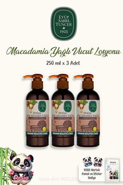 Eyüp Sabri Tuncer لوشن لليدين والجسم بزيت المكاديميا الطبيعي - 250 مل وروزي