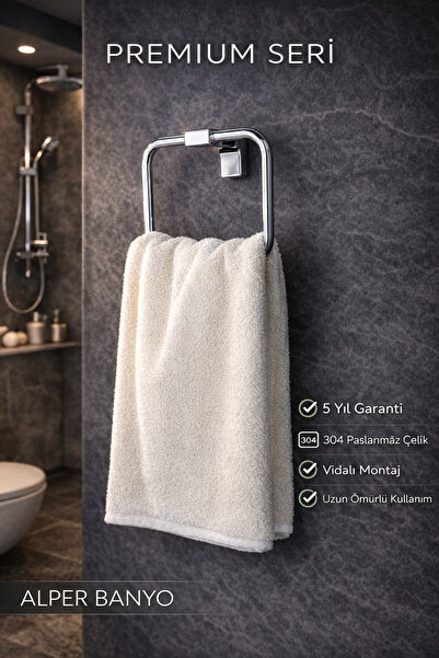 Alper Banyo Premium Krom F1 Model Kare Havlu Askısı, Havluluk | Paslanmaz Çel...
