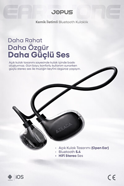 Jopus Boyun Bantlı Sporcu Bluetooth Kulaklık Esnek ve Hafif Tasarım 6 Saat Mü...