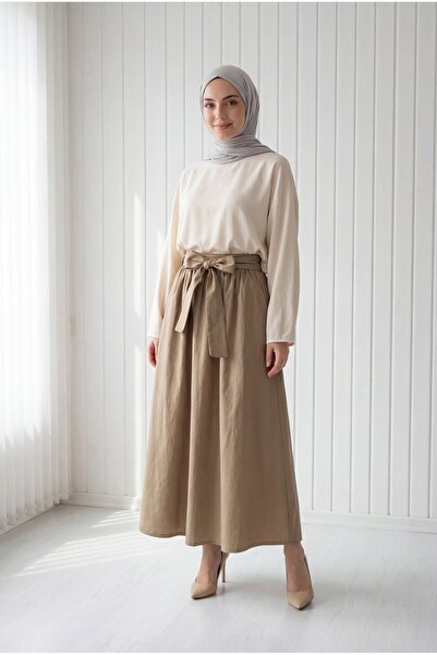 MİHRA STORE Φούστα αλεξίπτωτου Diba Kuşaklı - BN4107 Βιζόν