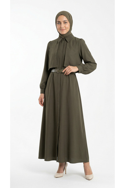 MİHRA STORE Φόρεμα Aylan με χρυσά κουμπιά, μπολερό και κρυφή ζώνη - MF1800.1 ...