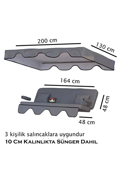 Yekta Home Gümbet 3 kişilik Salıncak Minderi Yedek Bahçe Salıncağı Minderi Sü...