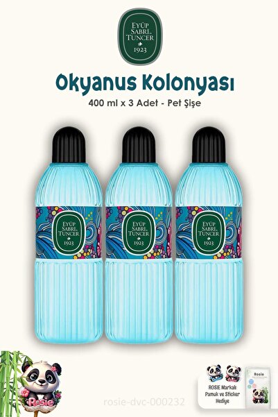 Eyüp Sabri Tuncer Okyanus Kolonyası Pet Şişe 400 ml 3 Adet ve ROSIE Pamuk 60'lı