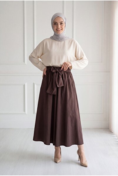 MİHRA STORE Φούστα αλεξίπτωτου Diba Kuşaklı - BN4107 Καφέ