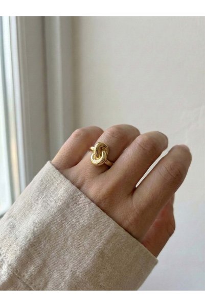GAMBU Gold Color Interlocking Ring Design Women's Ring