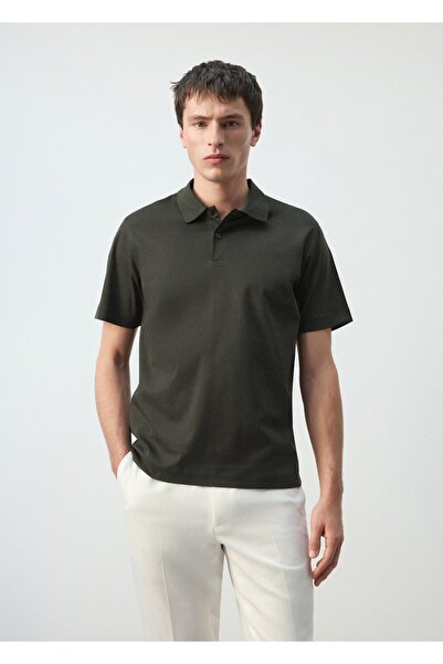 MANGO Man %100 pamuk ince triko polo gömlek