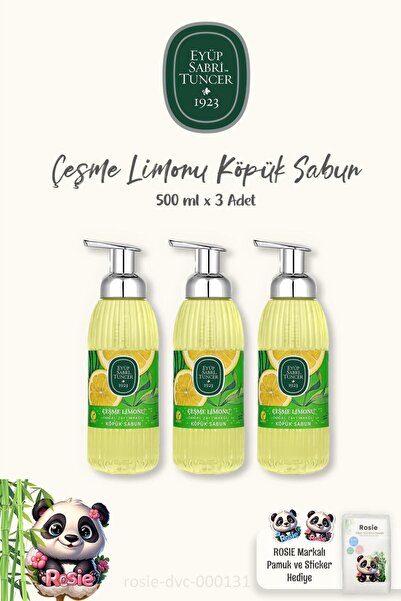 Eyüp Sabri Tuncer هدية قطن روزي - صابون رغوي ليمون تشيشمي 3 قطع 500 مل